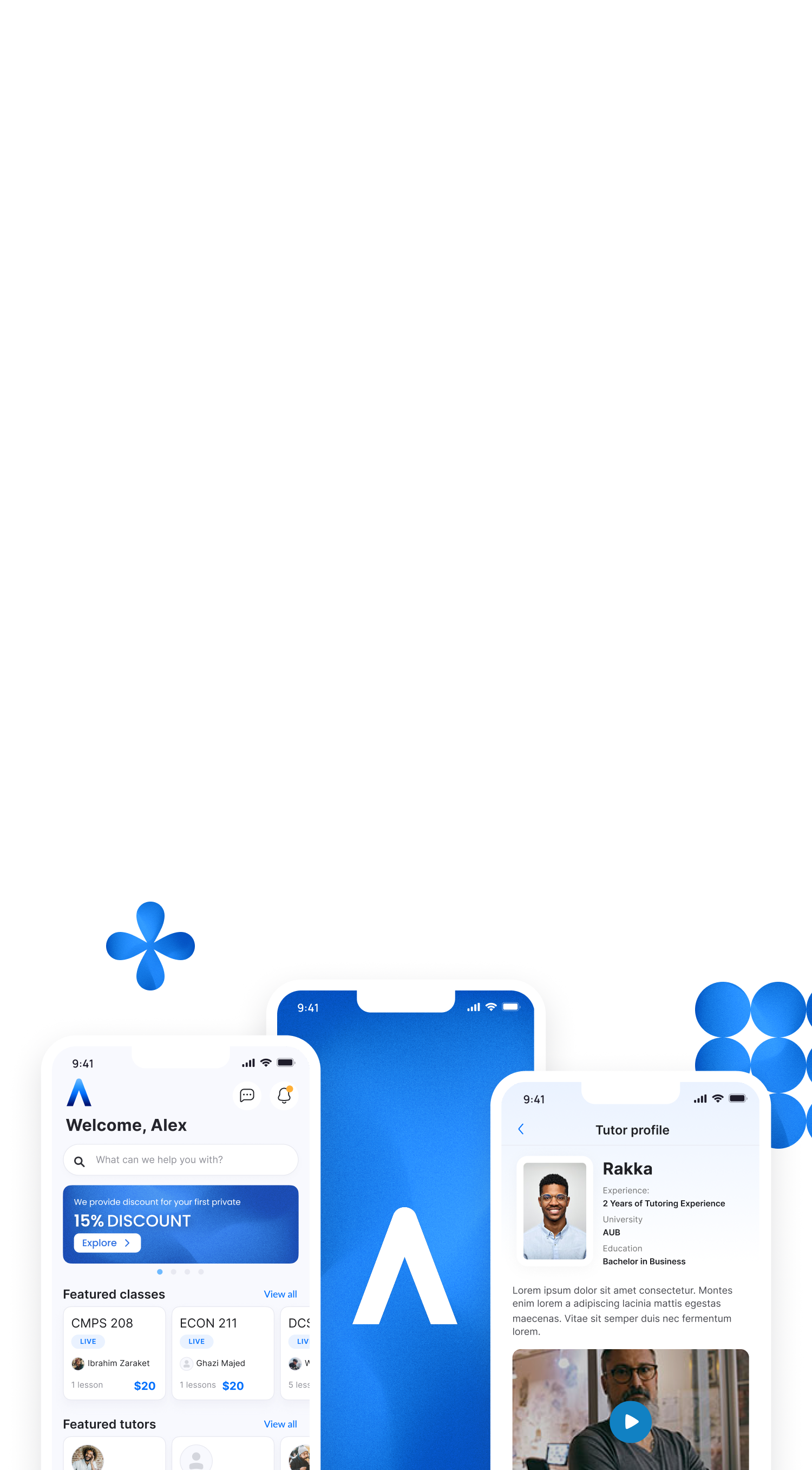 Simple A hero section mobile